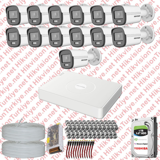 Hikvision Colorvu Gece Renkli 13 Kameralı Set 1TB Hdd